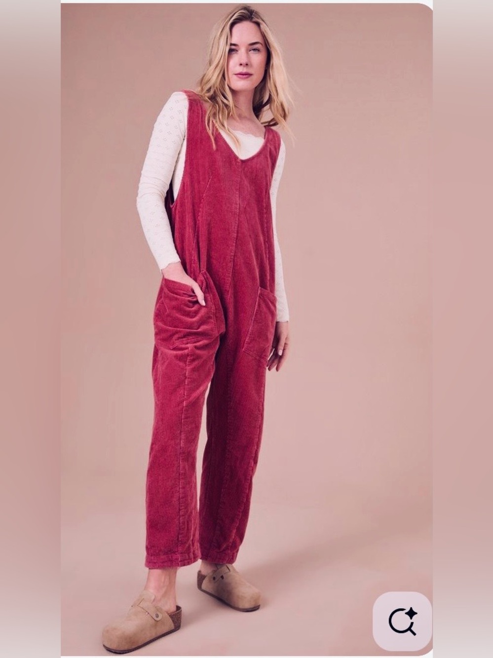 Altar’d State Dark Red Corduroy Indy Jumpsuit Overalls Large